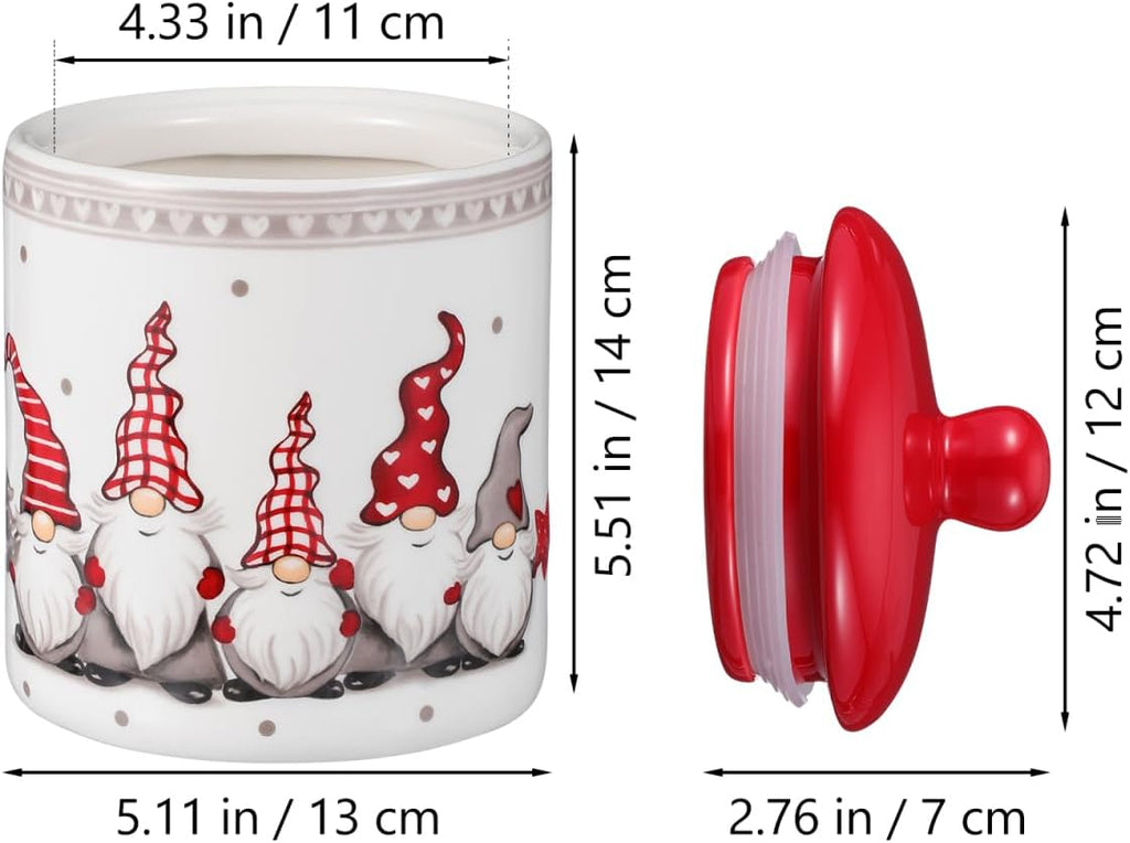 Gnome Cookie Jar 5 X 7 Inch Christmas Cookie Jars with Lids Ceramic Gnome Canister Tabletop Candy Dish Airtight Food