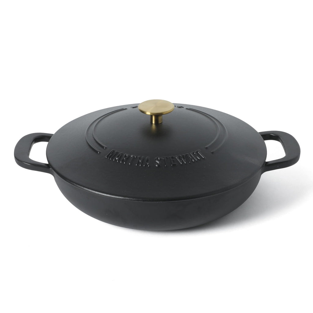 Gatwick Enameled Cast Iron Braiser with Lid, 3.5-Quart Braiser Pan for Stovetop & Oven, Cast Iron Braising Pan