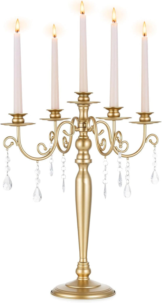 Sziqiq Gold Candelabra Candle Holder: 5 Arm Candelabras Centerpiece Table Decorationsandleholders for Dining Table