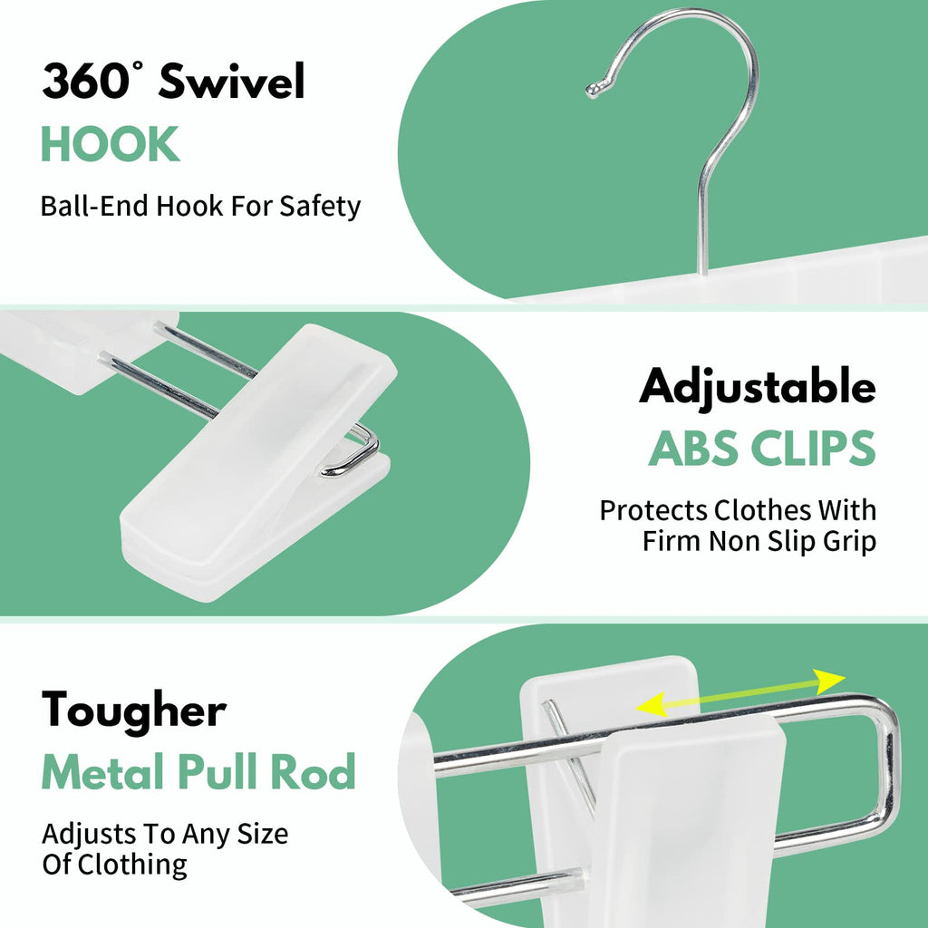 Pants Hangers with Clips, Skirt Hangers, 30 Pack, Translucent