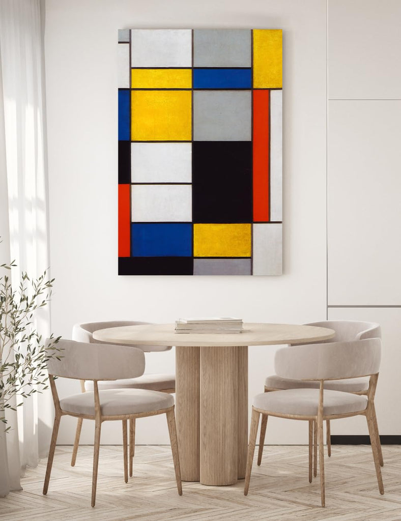 Large Mondrian Wall Art, Mondrian Print, Composition A, Size 36x24 in