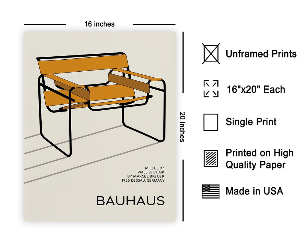 Art Wassily Chair Print - Bauhaus Poster - Minimal Art - Modern Gift for Men & Women - Great Wall Decor - 16x20