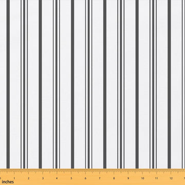 Black White Stripe Fabric By The Yard, Geometric Stripes Upholstery Fabric, Farmhouse Lines Striped Decorative