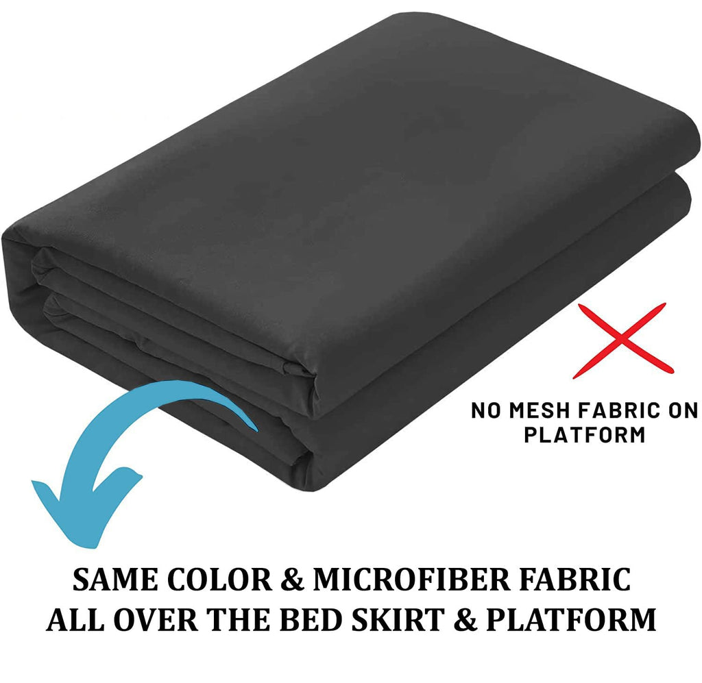 Queen Ruffled Bed Skirt, Split Corners, 18" Drop, Dark Grey