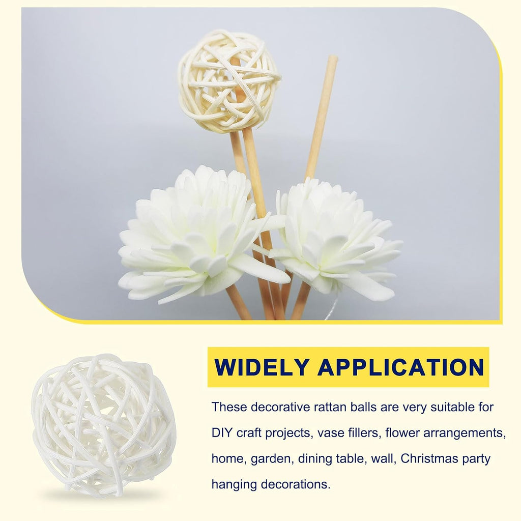 Wicker Rattan Balls 2.4 Inch Rattan Decorative Balls Vase Fillers for Wedding Party Centerpiece Bowls Home - Set of 6