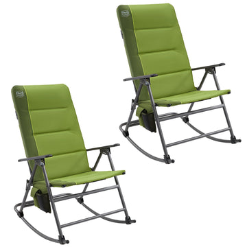 Oversized Folding Rocking Camping Chair, Padded Outdoor Rocker with High Back, Portable Outdoor Chair, Garden, Lawn