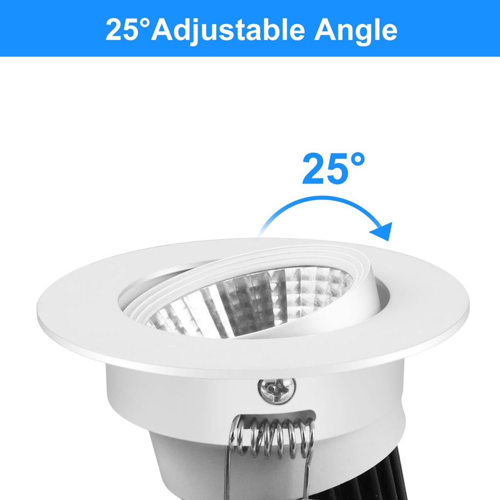 2inch LED Dimmable Downlight, 3W COB Recessed Ceiling Light, Ultra Warm White 2700K, CRI80, 25W 220LM Halogen Bulbs