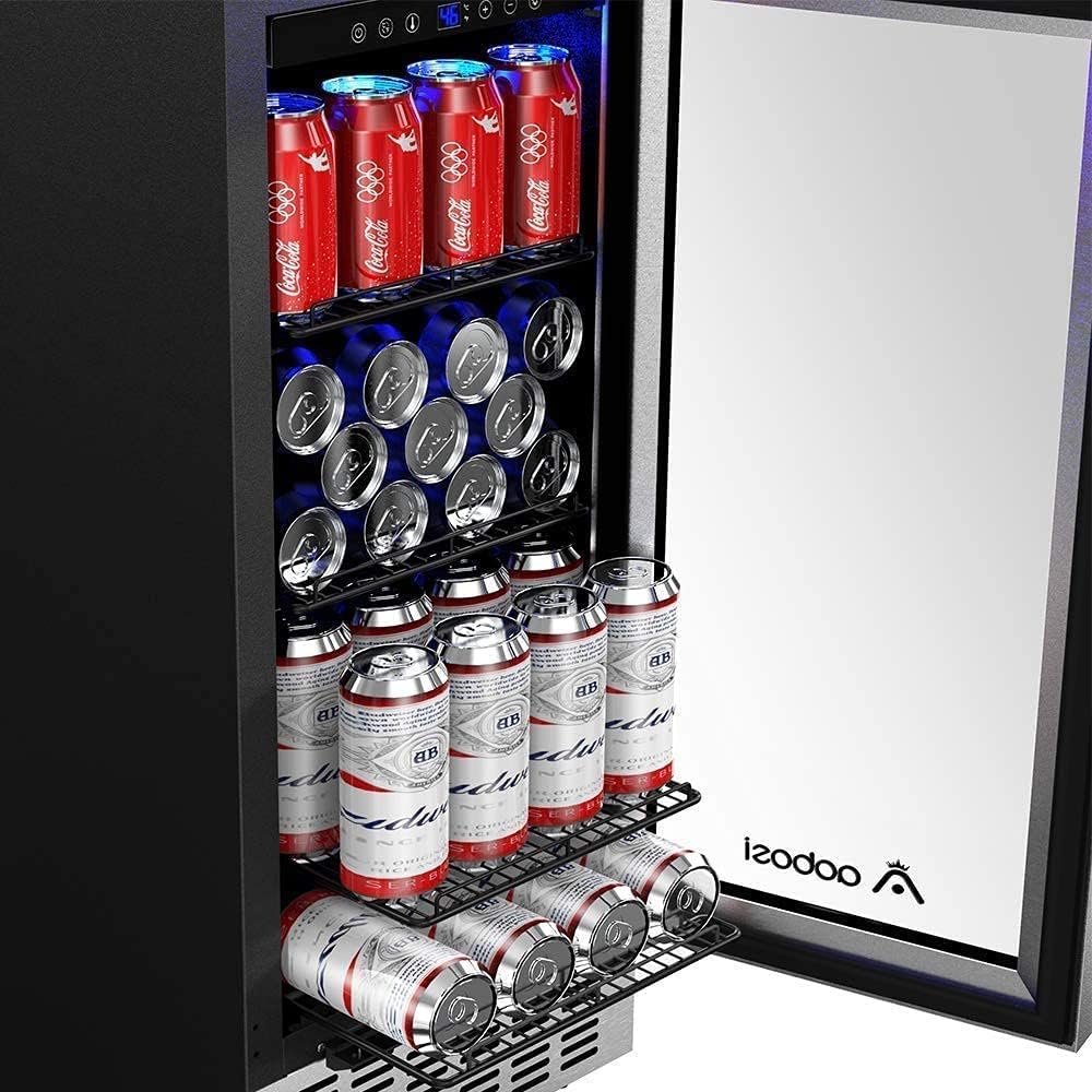Beverage Cooler 15 Inch Hold 120 Cans,Under Counter/Freestanding Beverage Refrig