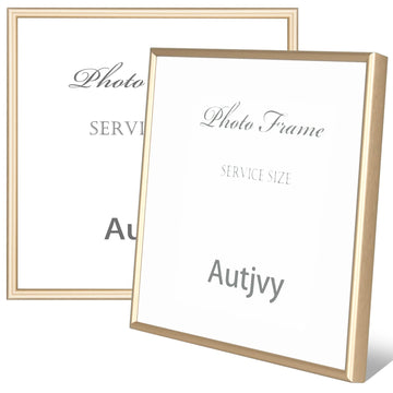 5x5 Picture Frame 2-Pack Brass Thin Metal HD Glass Wall/Table