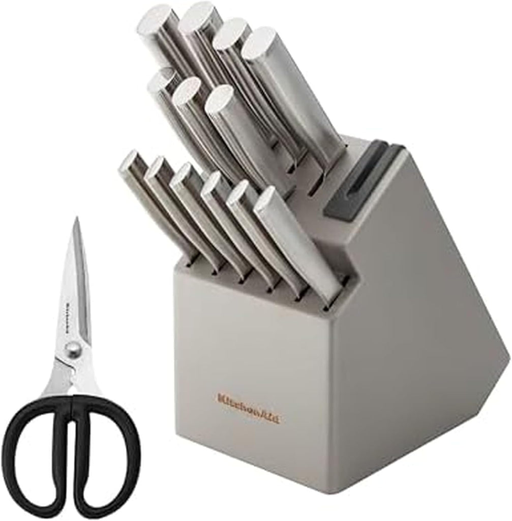 Gourmet Knife Block Set with Built-in Sharpener, 15-Piece, Stainless Steel