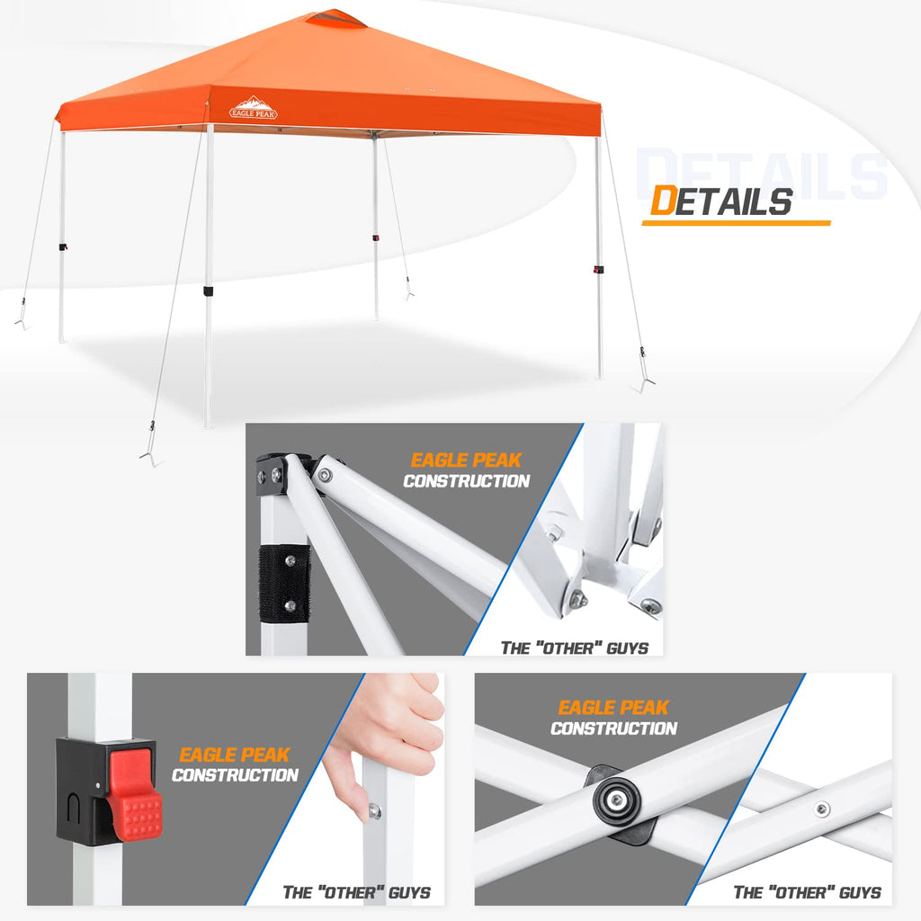 10x10 Pop Up Canopy Tent Easy Up Canopy Outdoor, Orange