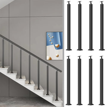 34/36/38/40/42in Stair Railing Posts, Indoor Outdoor 270°Adjustable Metal Baluster Post, Staircase Balusters with