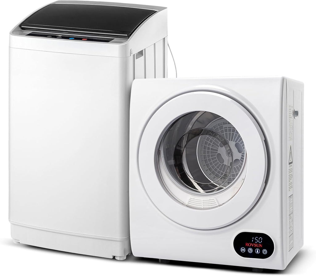 1.5CuFt Portable Clothes Dryer and 17.8LBS Full-Automatic Washing Machine Set, Compact Laundry Washer and Dryer Combo
