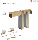Sliding French Double Pocket Doors 72 x 96 inches Clear Glass 3 Lites| Lucia 2555 Matte White | Kit 