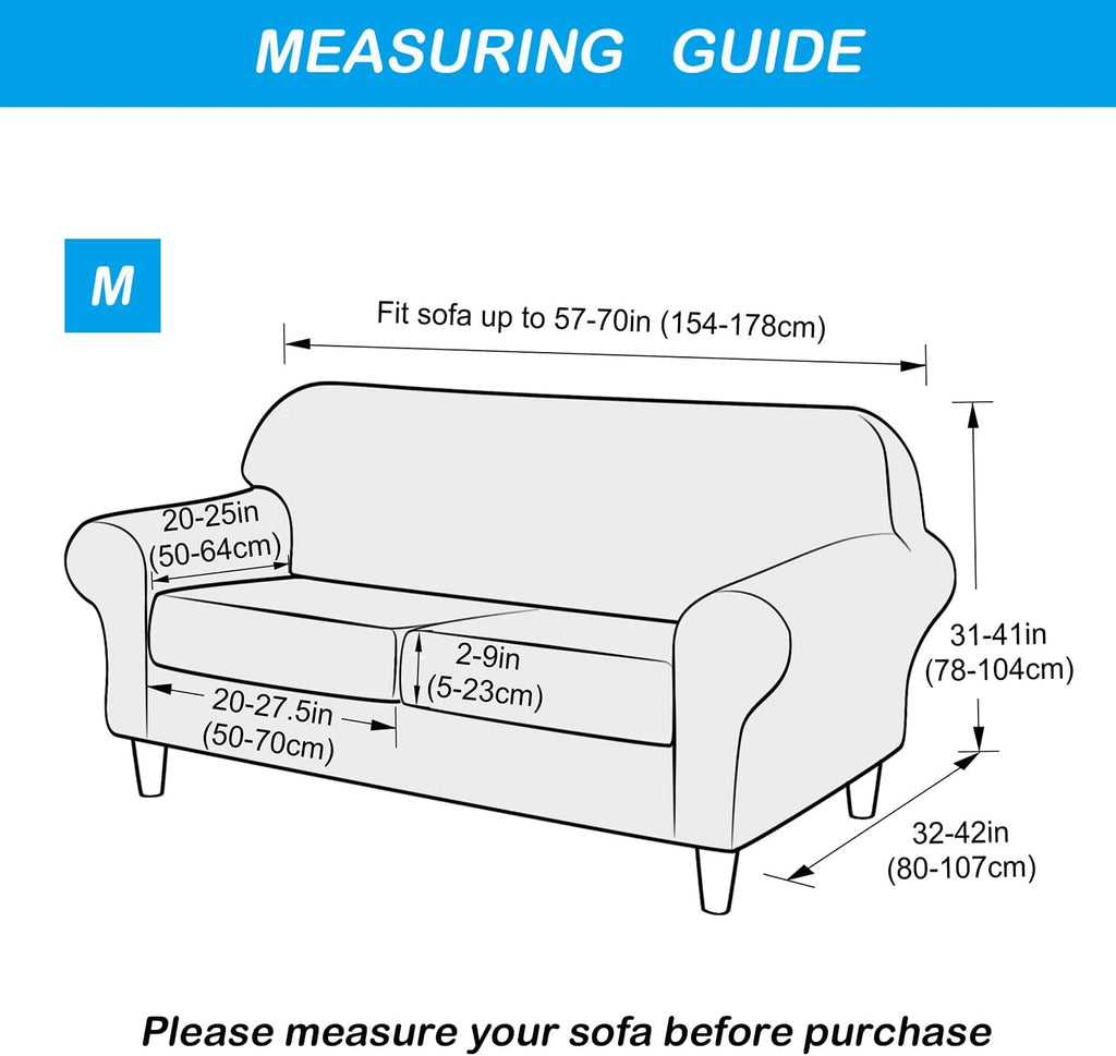 3 Pieces Sofa Slipcover Stretch Velvet Sofa Covers for 2 Cushion Couch Loveseat Covers Soft Couch Cover with Elastic