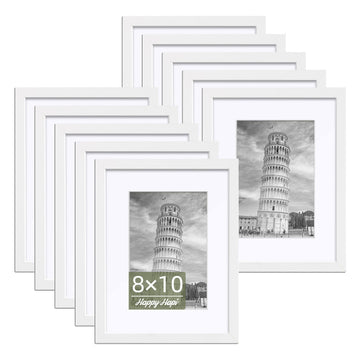 8x10 Picture Frames Set of 10, Wall or Tabletop Display, White