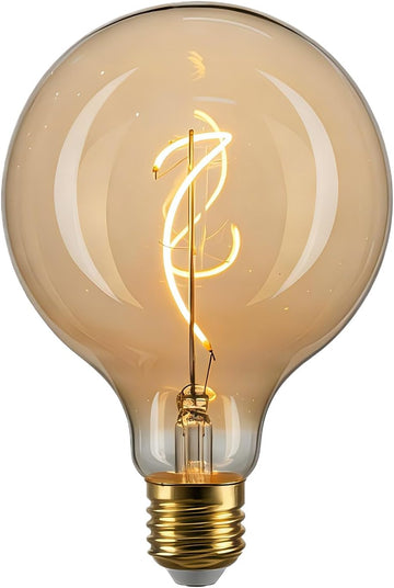 Oversized LED Edison Bulb, Amber 4W 2200K Dimmable E26 Globe 1PK