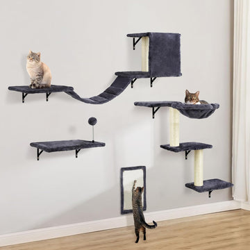 Cat Wall Shelves, Space-Saving Wall-Mounted Cat Climbing Set for Large Cats