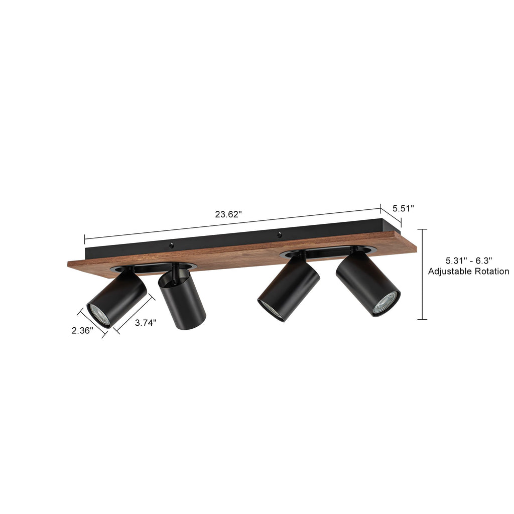 Modern Black Track Lighting Fixtures, 4-Light Indoor Spotlight