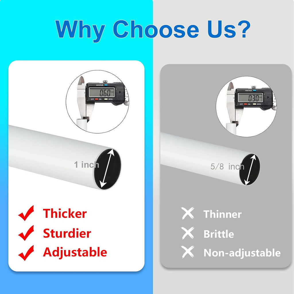 Curtain Rods for Windows 16 to 144 Inches Adjustable Length 1 Inch Diameter Window Curtain Rod with Aluminium End Cap