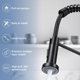 Kitchen Faucets with Pull Down Sprayer Single Handle 1 or 3 Holes Spring Kitchen Sink Faucet with Deck Plate for