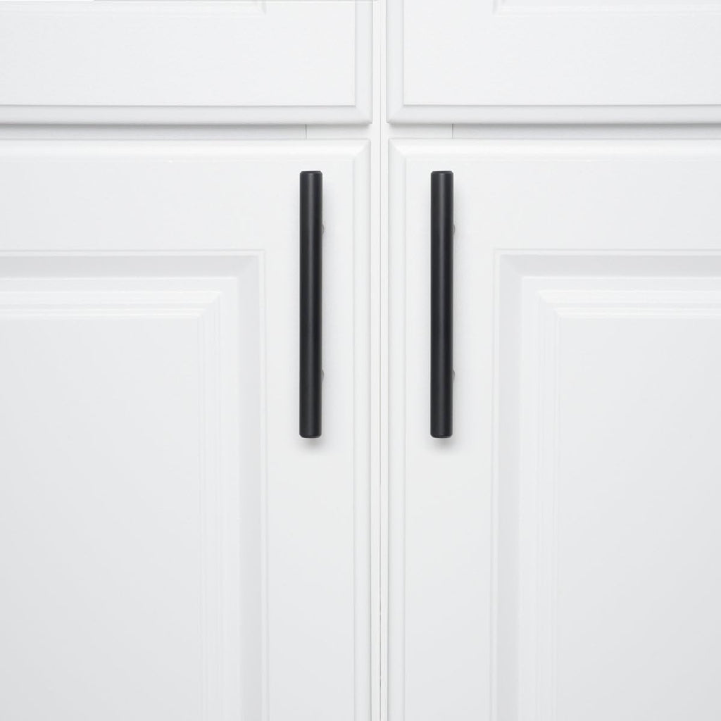 Euro Bar Cabinet Handles, Drawer Pulls, 5.38-inch Length, 3-inch Hole Center, 1/2-inch Diameter, Matte Black, 10-Pack