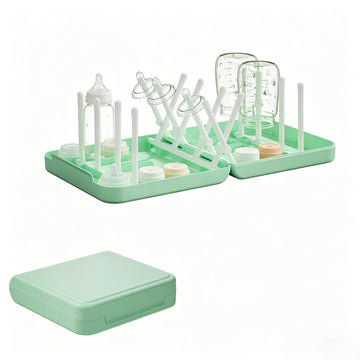 Foldable Travel Bottle Drying Rack, 16-Rib High Capacity, Space-Saving Portable Drying Rack for Baby Bottles, Breast