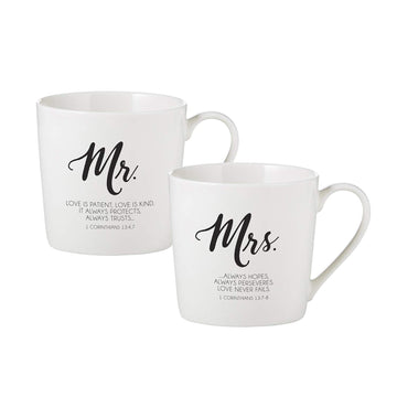 Creative Brands - Inspirational Bone China Café Mug Gift Set, Set of 2, Mr. & Mrs.