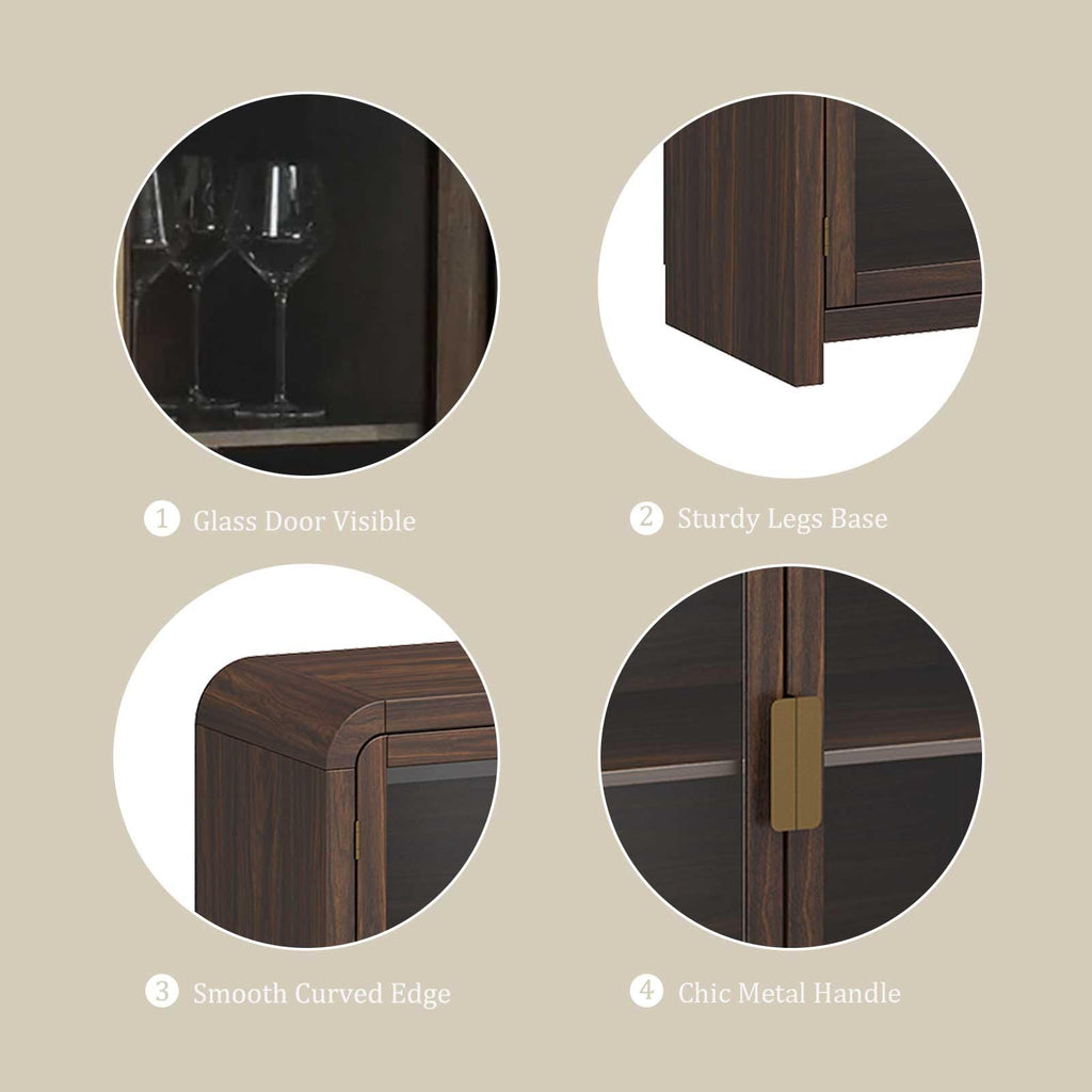 Oak Sideboard Buffet Cabinet, 60'' 4 Glass Door