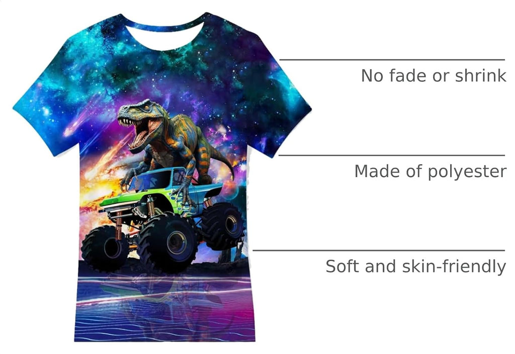 Boys T-Shirts Kids Neon 3D Graphic Tees