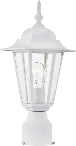 Outdoor Post Lights, Lamp Post Light Fixture with E26 Socket, White Exterior Post Lantern with Clear Glass Shade