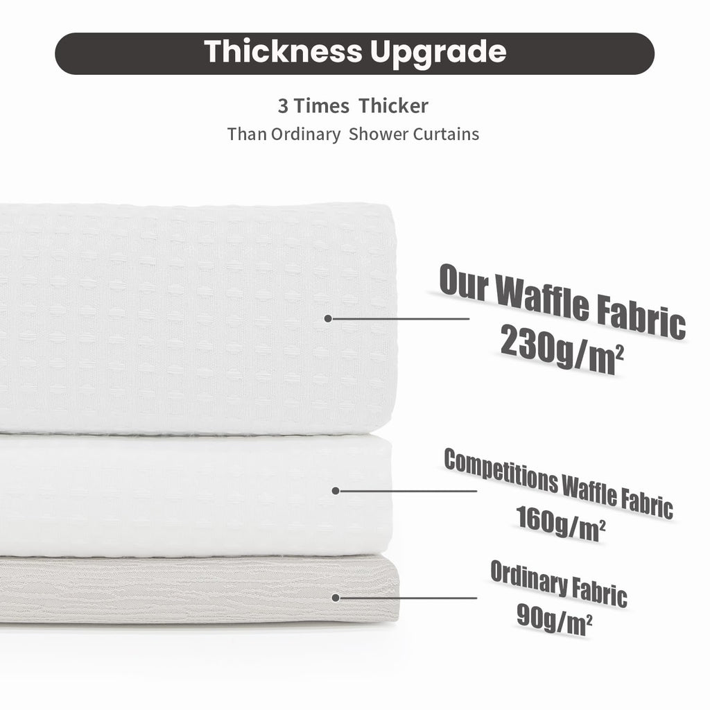 No Hook Shower Curtain with Removable Snap-in Liner, Waffle Weave 230 GSM Polyester, Weighted Hem, Water Repellent