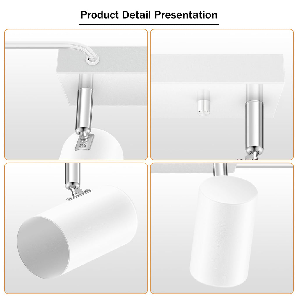 5 Light Track Lighting Kit,30'' White Modern Plug in Ceiling Spotlight,Industrial LED Wall Light Cabinet Gallery Bar