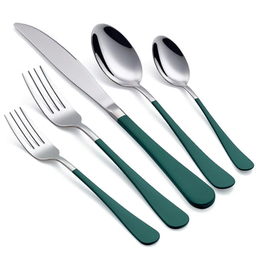 20-Piece Green Silverware Set 18/0 Stainless Steel Flatware Green Handle Cutlery Set Service for 4 Dinner Knives