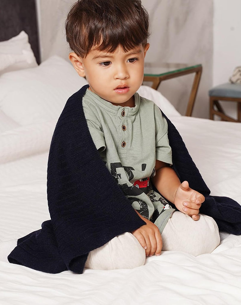Luxury 100% Cashmere Baby Blanket for Girls and Boys, Super Soft Warm Knitted Toddler Throw Blanket Essentials Bed