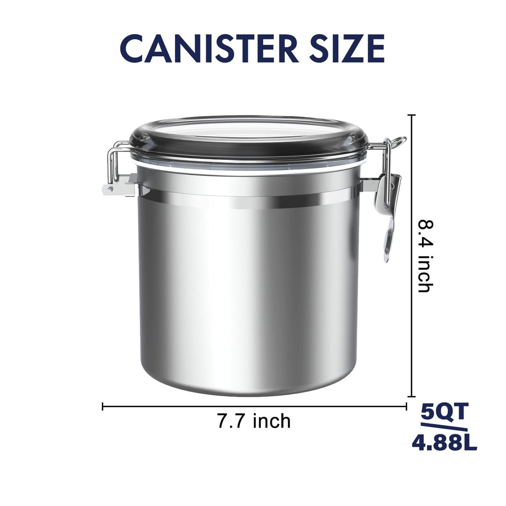 165oz Stainless Steel Airtight Canister with Clear Lid