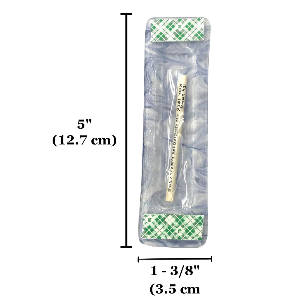 Marbled Blue Glass Mezuzah - Gift Box and Non-Kosher Scroll Included - Hand Made in USA