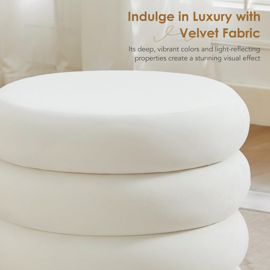 19.5" Storage Ottoman Round, Vanity Stools Ottoman for Console Table, Ottoman Stool for Girls Women, Foot Stool