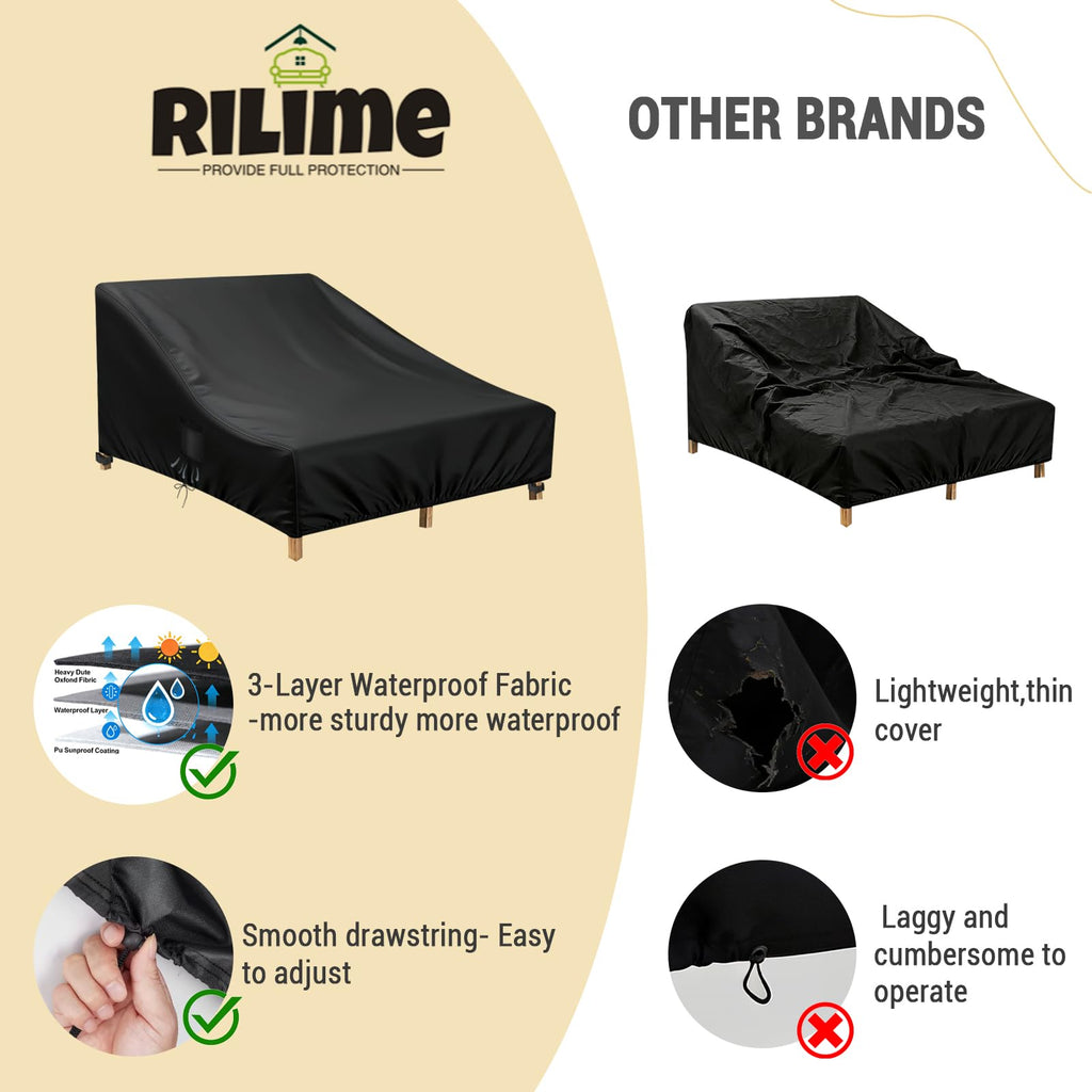 Waterproof Chaise Lounge Cover 84"L x 55"W x 32"H