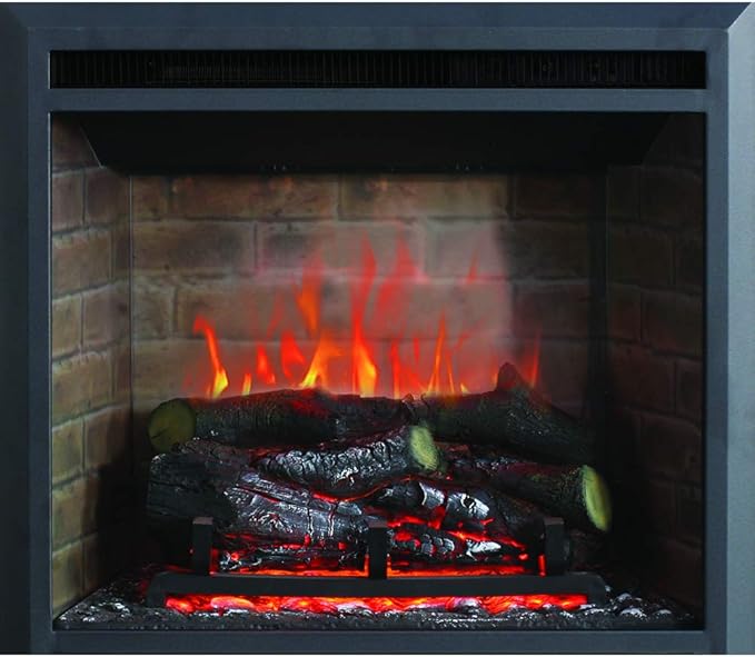 23 Inch Electric Fireplace Insert Heater with Log Speaker, Designed for Cabinet or Mantel Installation, Remote Control, 750W/1500W, Black
