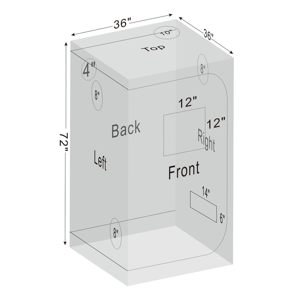 3x3 Grow Tent 36"x36"x72" 600D Mylar Hydroponic High Reflective Grow Tents