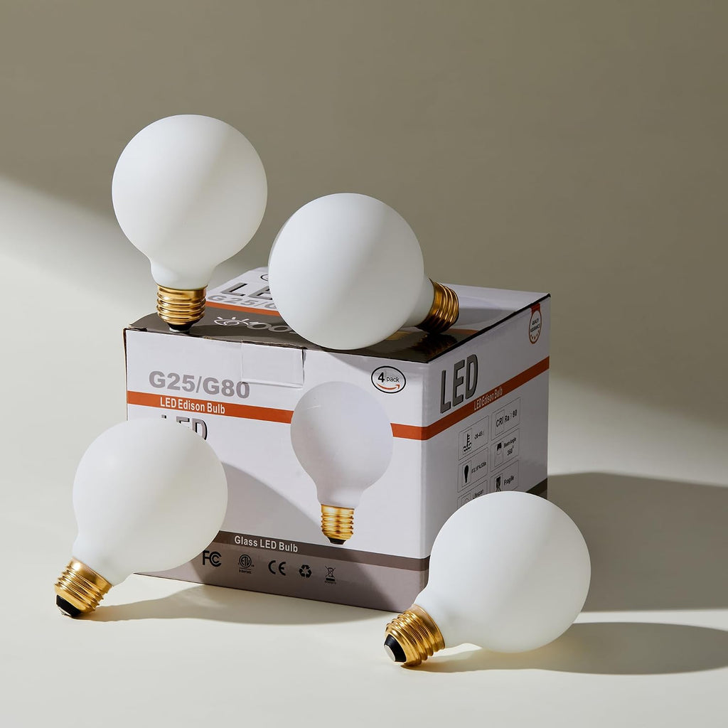 Dimmable g25 led Frosted Bulb e26 led Globe Bulb 60w led Edison Bulb 4000K Daylight White 600lm ac120v 6w g80