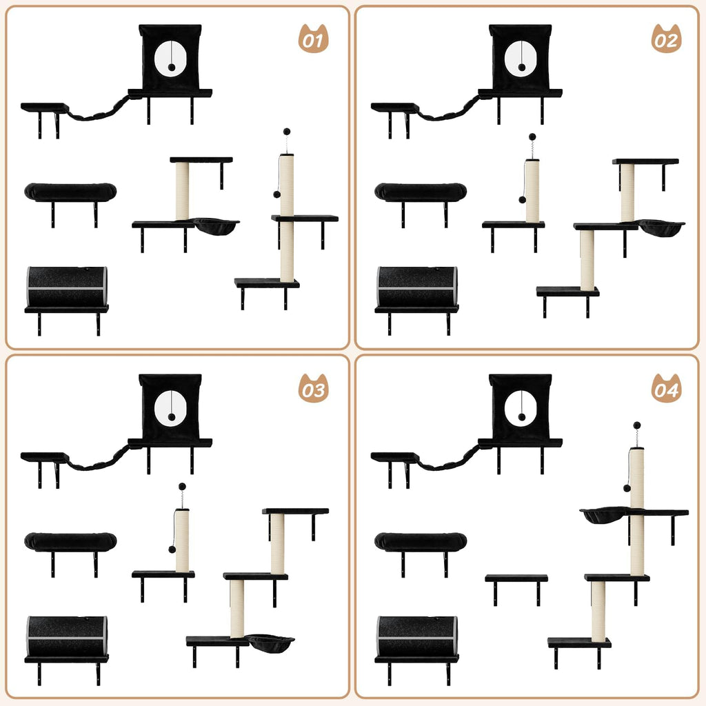 7-in-1 Cat Wall Shelves, Wall Mounted Climber Set