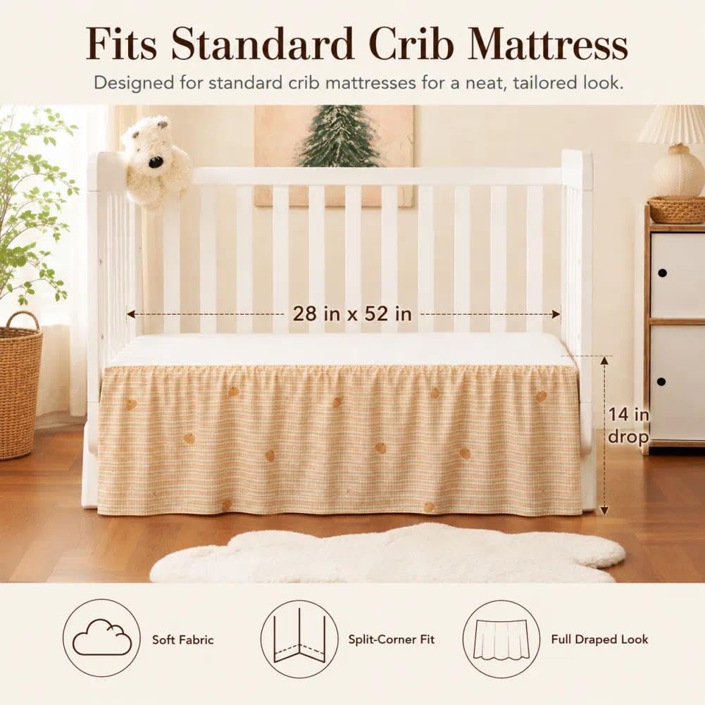 Crib Skirt with Platform, Ruffled Wave Design Baby Bed Skirt
