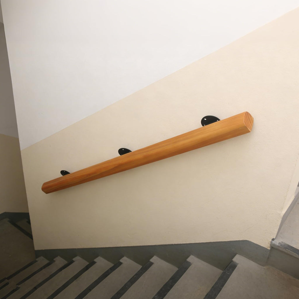 6FT Wood Stair Handrails Wall Mount, Single Piece Staircase Hand Railings