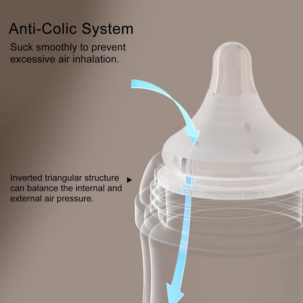 Natural Glass Baby Bottle, Gentle Flow Nipple(M) 8 Ounces 2 Count