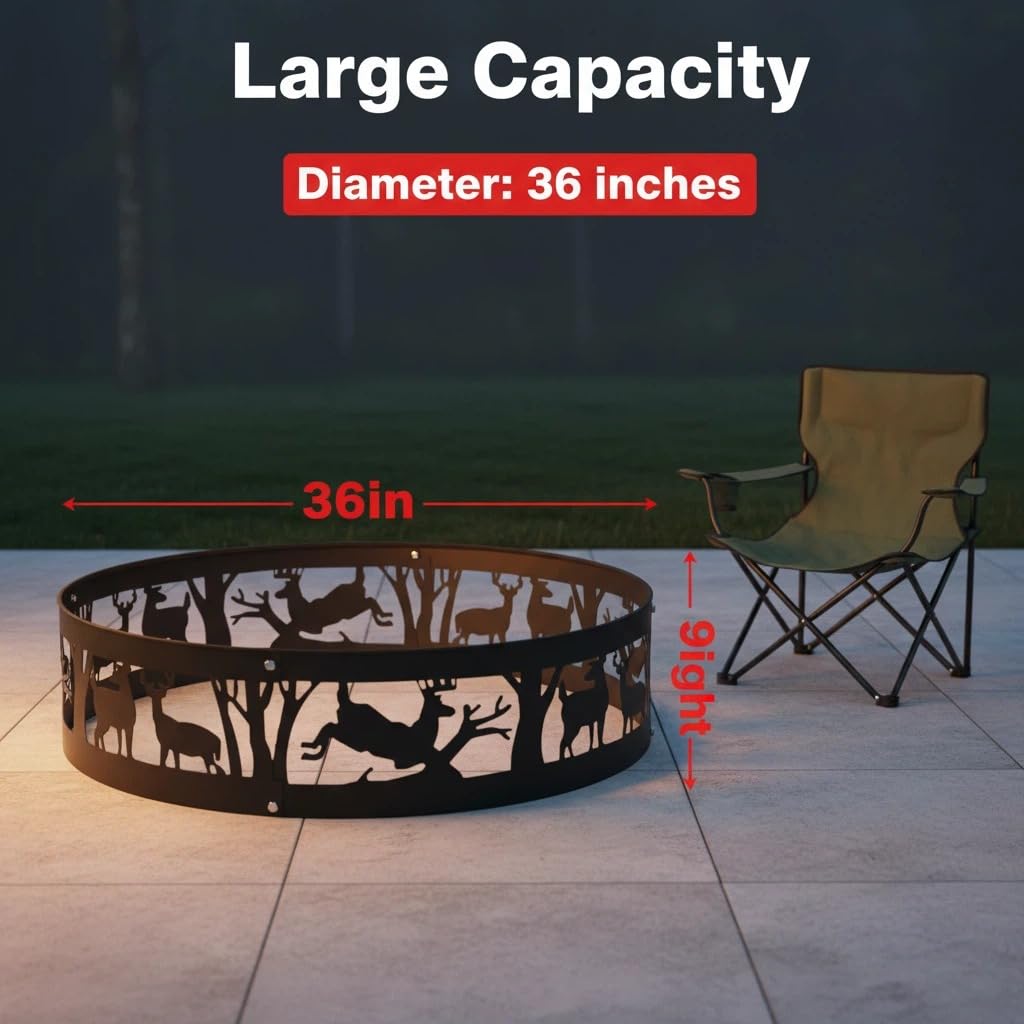 36 Inch Portable Fire Pit Ring - 4 Panel Outdoor DIY Liner