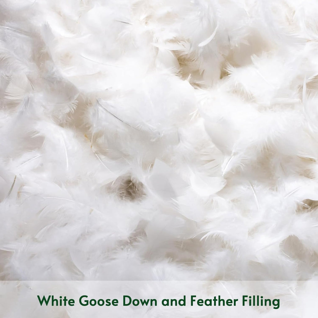 Pack of 1 Down and Feather Throw Pillow Inserts, 22 x 22 Soft Fluffy Square Pillow Inserts with 100% Cotton Cover