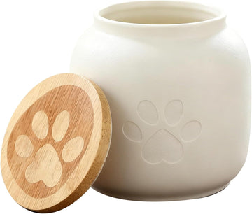Ceramic Pet Urn for Ashes, Small Pet Cremation Urn for Cats & Dogs, Paw Print Design Keepsake, Moisture-Proof, 500