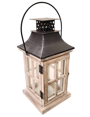 Vintage Wooden Decorative Lantern Candle Holder Rustic Farmhouse Wedding Centerpiece Lantern for Table Mantle Wall